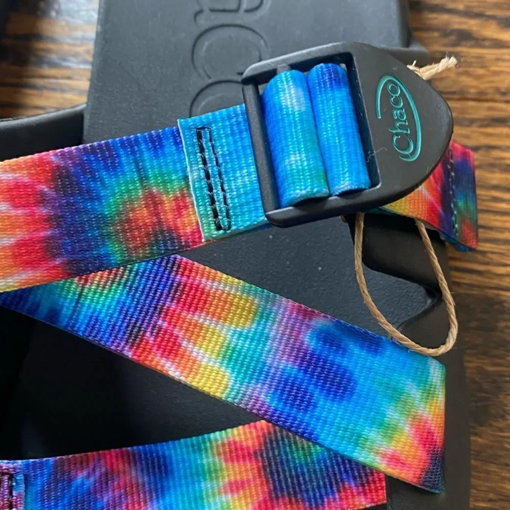 Chaco Chillos Slide Sandals Tie Dye Rainbow Water Shoes 12 NWOT